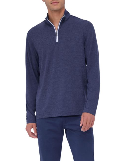 Bugatchi Blue Quarter Zip Performance Pullover for men
