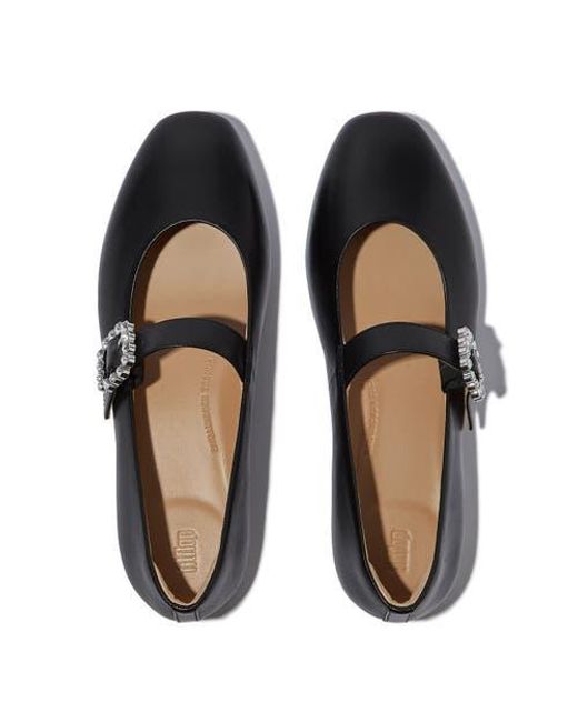 Fitflop Black Delicato Crystal-Buckle Leather Mary Janes