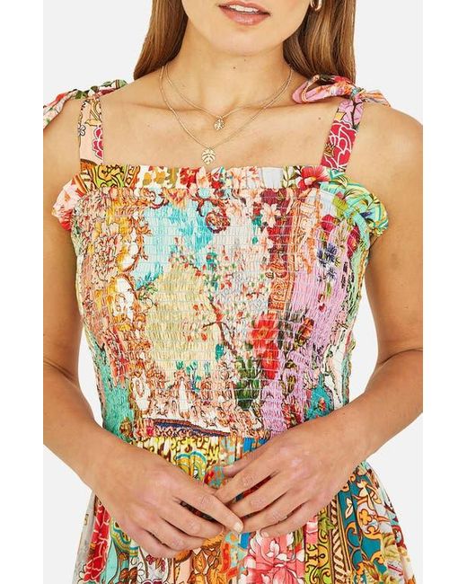 Yumi' Multicolor Patchwork Split Hem Maxi Dress