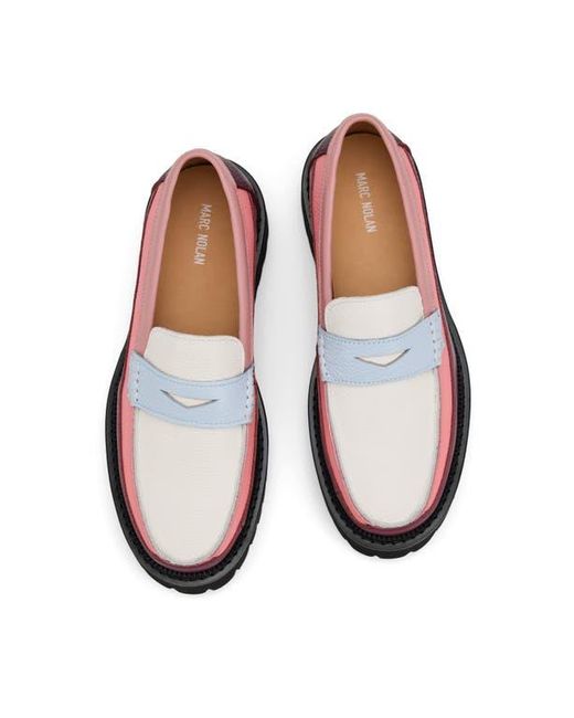 MARC NOLAN Red Ms. Adler Leather Lug Penny Loafers