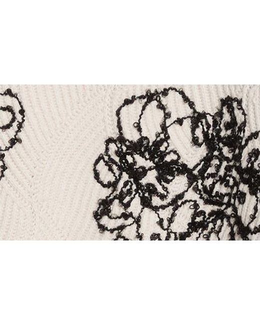 Vince Camuto Black Embroidered Crewneck Sweater