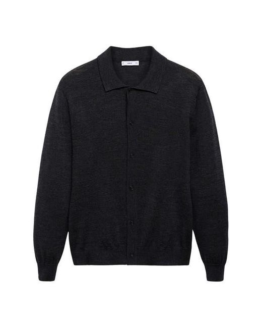 Mango Black Wool Cardigan for men