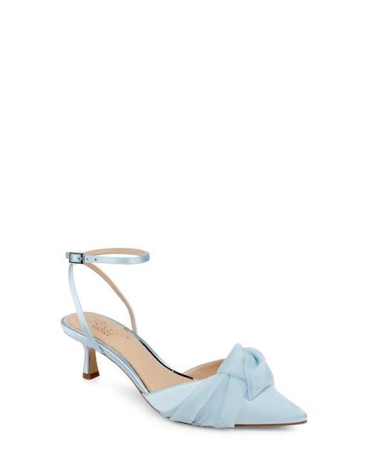 Badgley Mischka White Favor Ankle Strap Pointed Toe Kitten Heel Pump