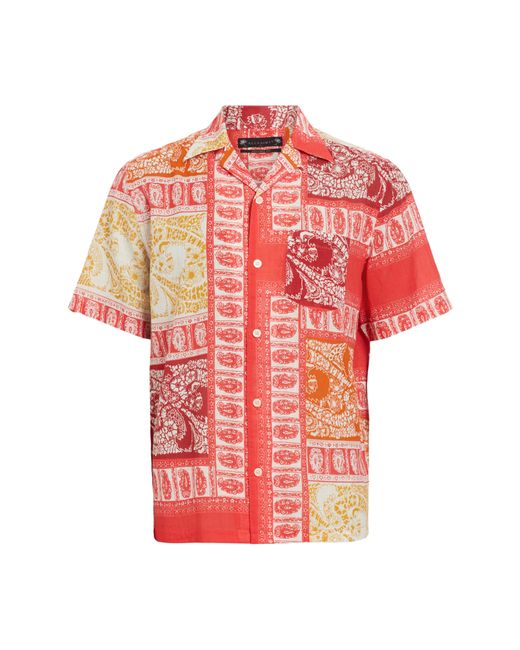 AllSaints Red Marquee Camp Shirt for men