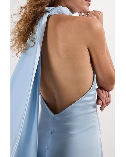 Karen Millen Blue Woven Satin Maxi Dress