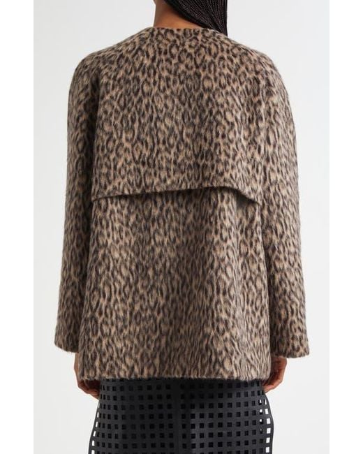 Emporio Armani Brown Leopard Print Wool Blend Double Breasted Jacket