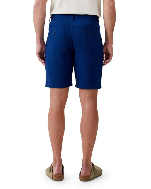 French Connection Blue Linen Blend Shorts for men