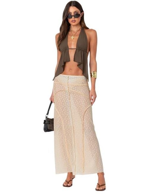 Edikted Natural Inside Out Sheer Maxi Skirt