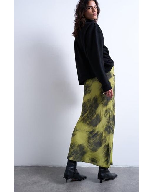 TOPSHOP Black Bias Cut Satin Maxi Skirt