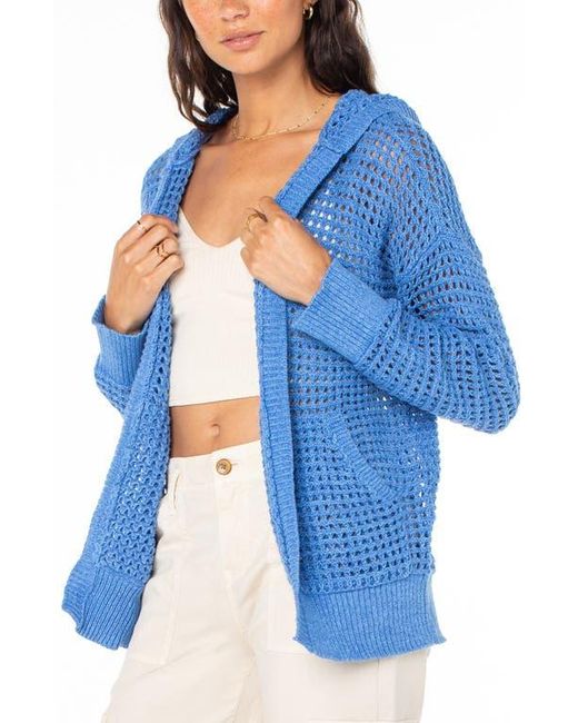 Roxy Blue Thea Open Stitch Cotton Hoodie Cardigan