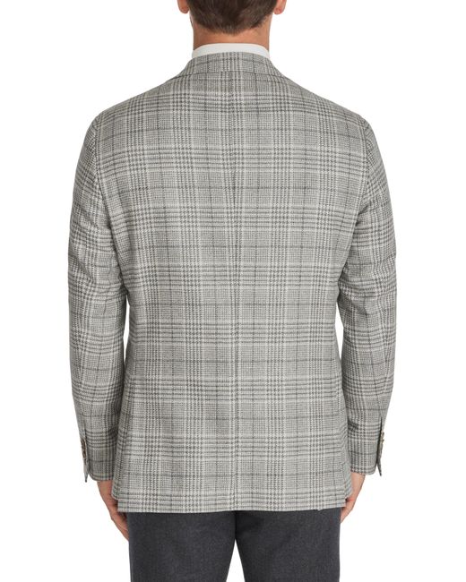 Jack Victor Gray Mcallen Contemporary Fit Plaid Wool & Silk Blazer for men