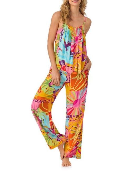 Room Service Pjs Orange Print Long Pajamas