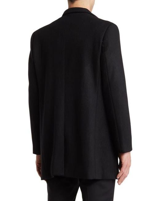 Hart Schaffner Marx Black Genoa Wool Blend Twill Coat for men