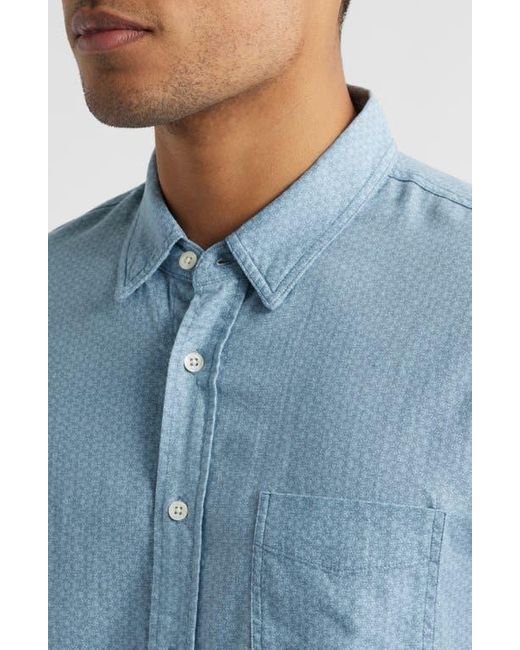 Rails Blue Carson Short Sleeve Stretch Linen Blend Button-Up Shirt for men