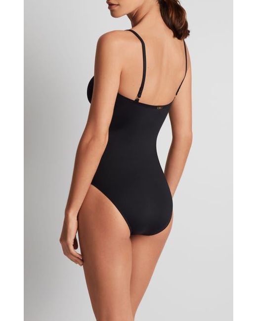 Ralph Lauren Blue 'V' Underwire One-Piece Swimsuit