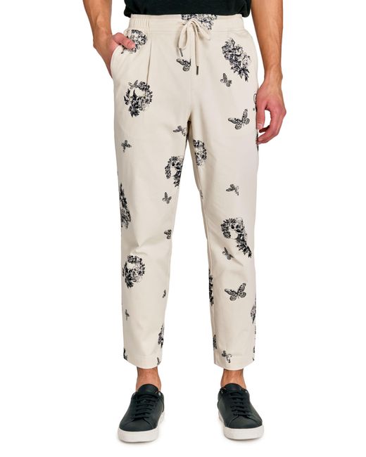Con.struct Natural Slim Fit Skull Pleated Drawstring Pants for men