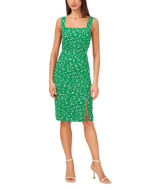 Halogen® Green Halogen(r) Floral Square Neck Dress
