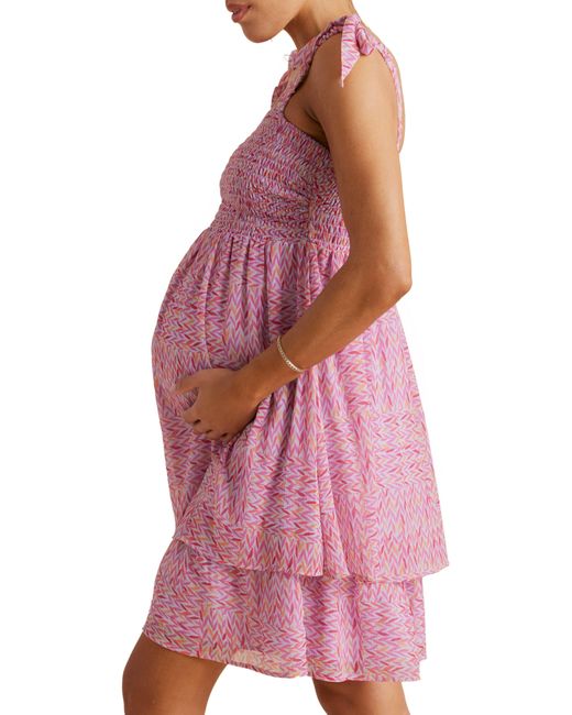 A Pea In The Pod Pink Smocked Maternity Sundress