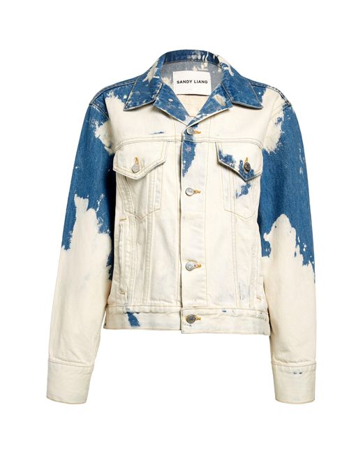 Sandy Liang Blue Brimfield Bleached Denim Jacket