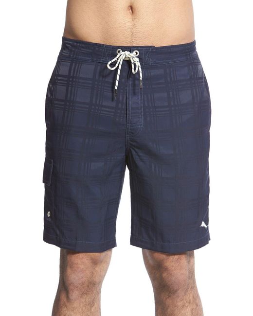 Tommy Bahama 'baja Plaid' Board Shorts in Blue for Men | Lyst