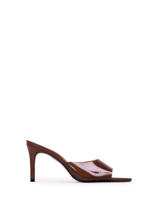 Black Suede Studio Brown Belle Open Toe Pump
