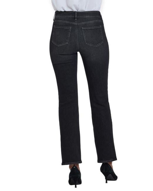 NYDJ Black Marilyn High Waist Straight Leg Jeans