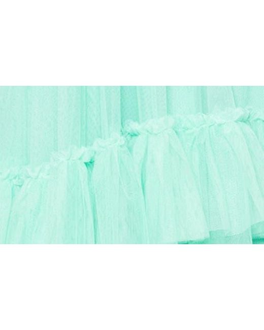 Betsy & Adam Blue Tiered Ruffle Tulle Gown