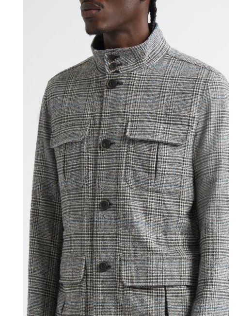 Herno Gray Glen Plaid Wool Blend Field Jacket for men