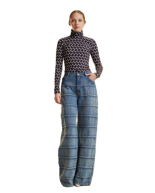 Cynthia Rowley Blue Turtle Neck Lycra Top