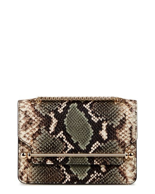 Strathberry Mini East/west Snake Embossed Leather Shoulder Bag in Gray ...
