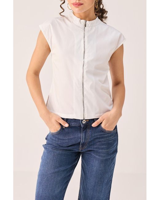 REISTOR Blue Zip Front Top