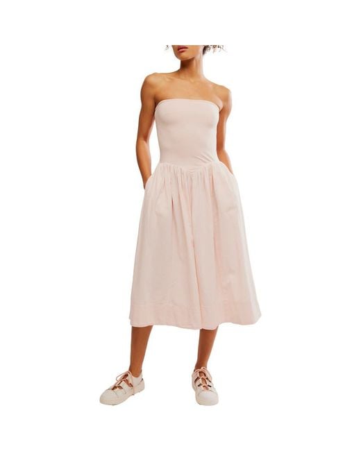 free people strapless drop waist dress Free People Onda Tube Midi Dress in Black