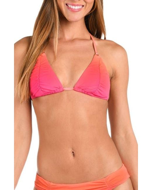 Sunshine 79 Red Ombré Illusions Ruched Triangle Bikini Top
