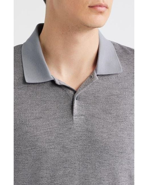 Theory Gray Goris Activate Long Sleeve Polo for men