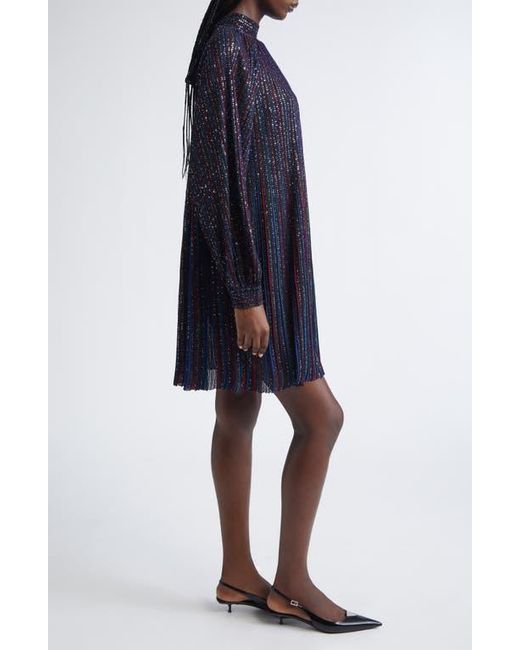 Missoni Blue Sequin Stripe Long Sleeve Minidress