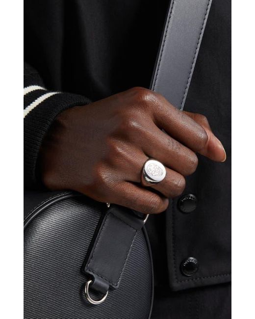 Alexander McQueen White Skull Signet Ring for men