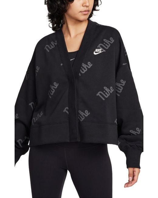 Nike Black Sportswear Phoenix Fleece Oversize Cardigan