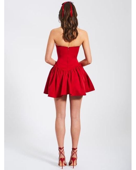 Miss Circle Women's Red Sacha Drop Waist Corset Puffy Mini Dress
