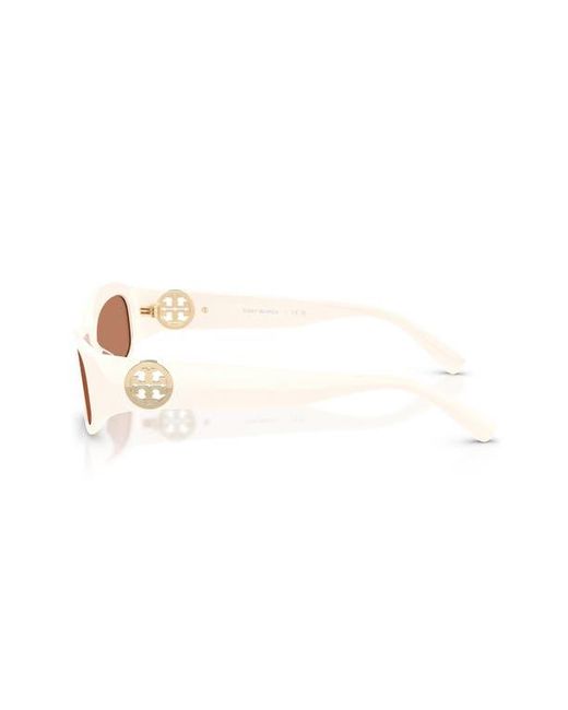 Tory Burch White Rectangular Sunglasses