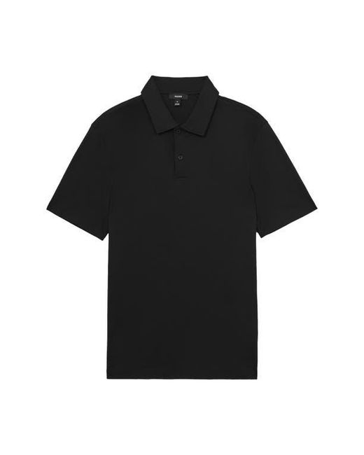 Reiss Black Earl Solid Cotton Polo for men
