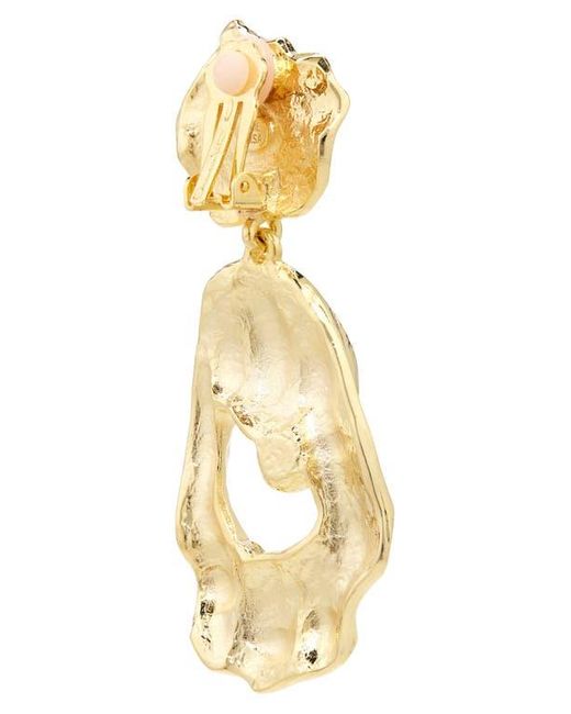 Oscar de la Renta Metallic Textured Metal & Crystal Drop Clip-On Earrings