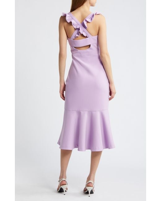 Likely Purple Hara Ruffle Strap Midi Dress