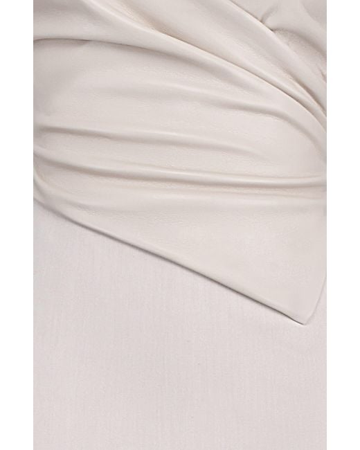 House Of Cb White Laria Pleated Faux Leather Cocktail Dress