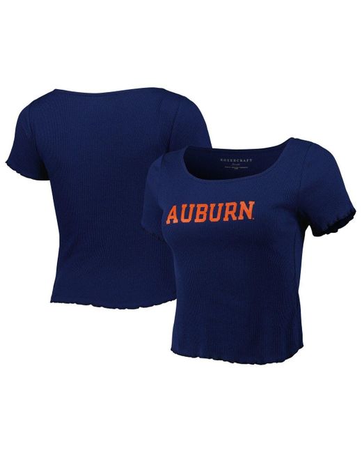 Boxercraft Blue Auburn Tigers Baby Rib Lettuce-edge Trim T-shirt At Nordstrom