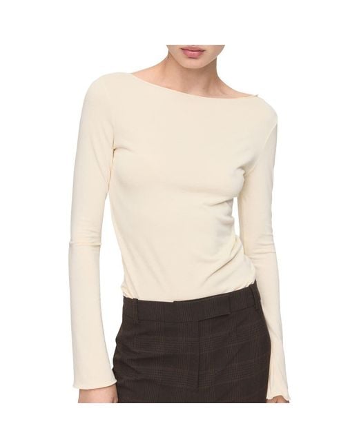 Mango White Boatneck Top