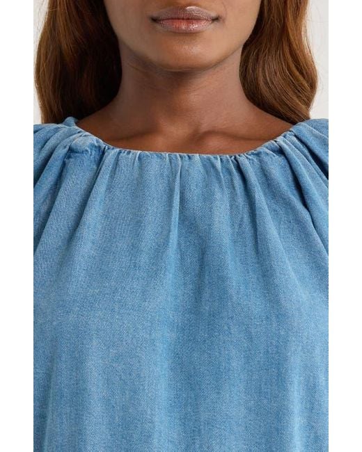 TOPSHOP Blue Puff Sleeve Denim Shirt