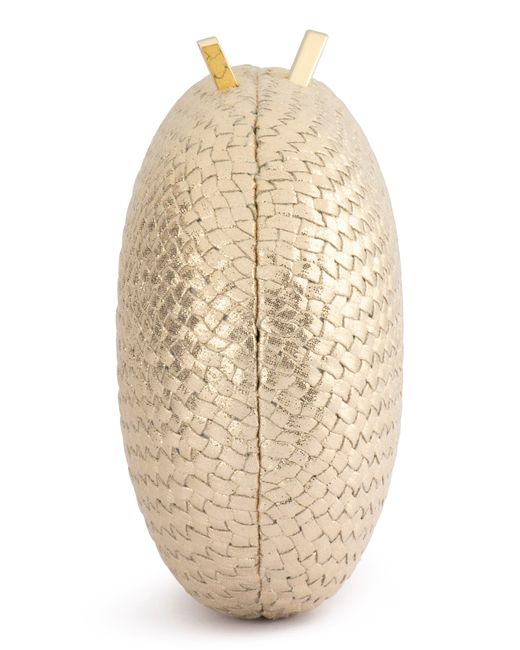 Olga Berg Natural Lucia Woven Oval Frame Clutch