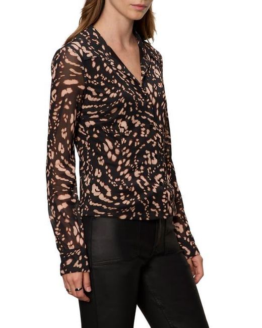 Sanctuary Black Mesh Button-Down Shirt