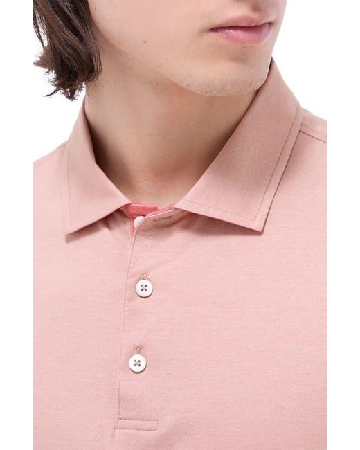 Bugatchi Pink Vincent Ooohcotton Double Knit Solid Polo for men