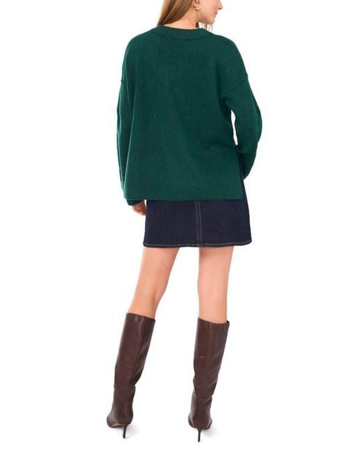 Vince Camuto Green High-Low V-Neck Sweater